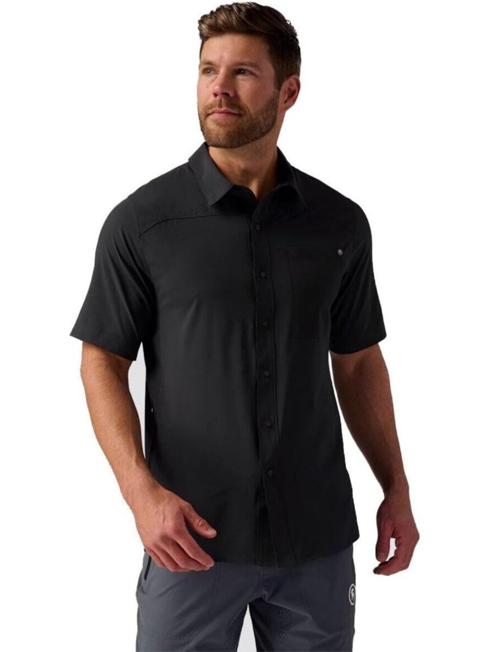 Men's Short-Sleeve Button-Up Jersey - Lightweight, Breathable, Outdoor Casual